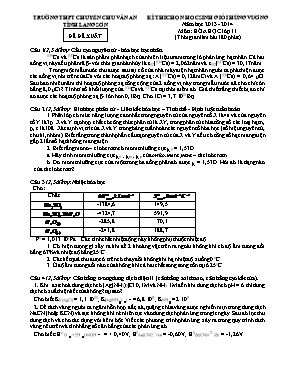 Kì thi chọn học sinh giỏi Hùng vương năm học 2013 - 2014 môn Hóa học lớp 11 - Trường THPT chuyên Chu Văn An tỉnh Lạng Sơn